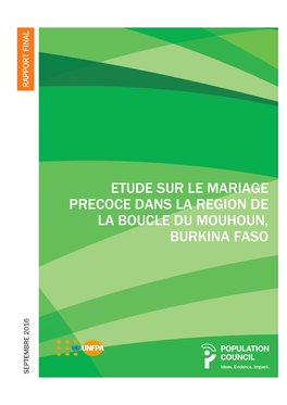 Etude Sur Le Mariage Precoce Dans La Region De La