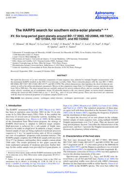 The HARPS Search for Southern Extra-Solar Planets�,�� XV