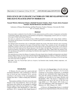 Influence of Climatic Factors on the Development of the Olive Peacock Spot in Morocco