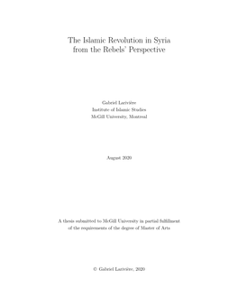 The Islamic Revolution in Syria from the Rebels' Perspective