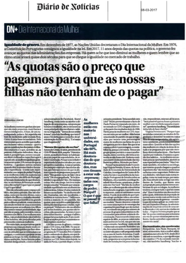 `As Quotas São O Preço Que Pagamos Para Que As Nossas Filhas Não Tenham De O Pagar"