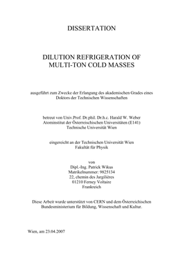 Dissertation Dilution Refrigeration of Multi-Ton