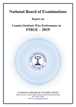 Country/Institute Wise Performance in FMGE – 2019