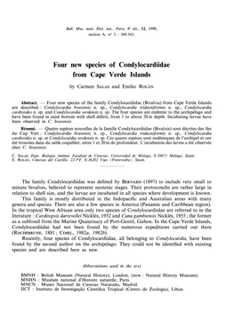 Four New Species of Condylocardiidae from Cape Verde Islands