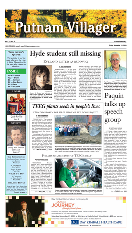 Hyde Student Still Missing ‘The Activist Is Not the Man Who Says the River Is Dirty
