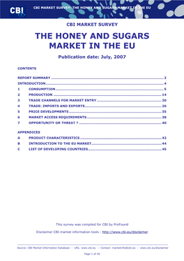 The Honey and Sugars Market in the Eu