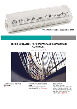 Higher Education Reform Package Commentary Continues