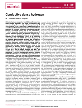 Conductive Dense Hydrogen M