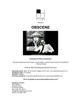 OBSCENE Press Notes