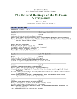 The Cultural Heritage of the Midwest: a Symposium