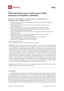 Vertebrate Reservoirs of Arboviruses: Myth, Synonym of Ampliﬁer, Or Reality?