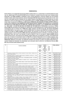 Tender Notice. Rawalpindi. This Tehsil Council Enders