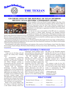 THE TEXIAN the Official Publication of the Sons of the Republic of Texas