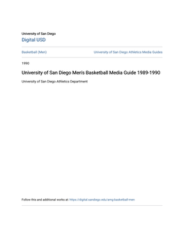 University of San Diego Men's Basketball Media Guide 1989-1990