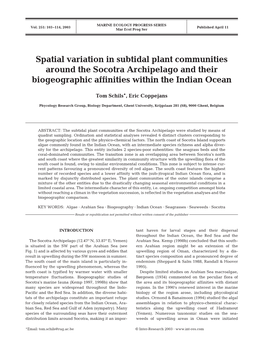 Spatial Variation in Subtidal Plant Communities Around the Socotra Archipelago and Their Biogeographic Affinities Within the Indian Ocean