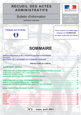 Edition Du 15 Mai 2003 Cantal