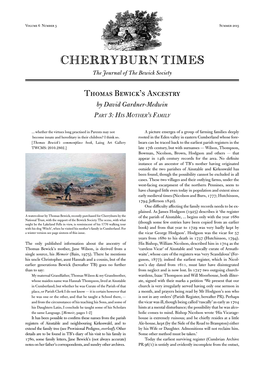CHERRYBURN TIMES the Journal of the Bewick Society