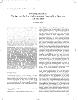 Dividing Antarctica: the Work of the Seventh International Geographical Congress in Berlin 1899