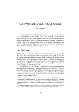 SCO: Without Fear and Without Research