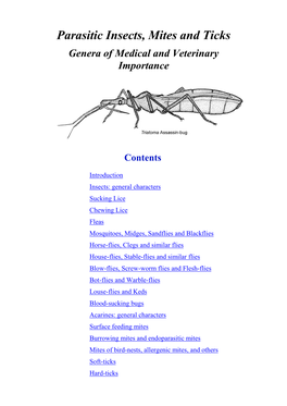 Parasitic Insects, Mites and Ticks Genera of Medical and Veterinary Importance