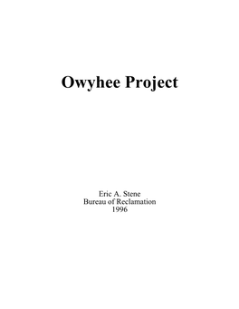 Owyhee Project History