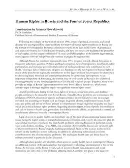 Human Rights in Russia and the Former Soviet Republics