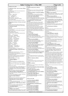 Radio 7 Listings for 2 – 8 May 2009 Page 1 of 6 SATURDAY 02 MAY 2009 Marie Duff