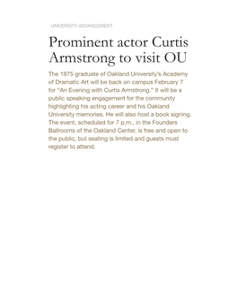 Prominent Actor Curtis Armstrong to Visit OU