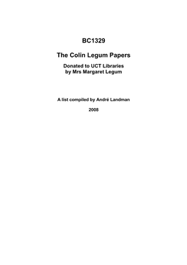 Colin Legum Papers