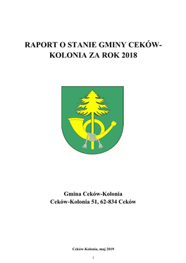 Raport O Stanie Gminy Ceków- Kolonia Za Rok 2018