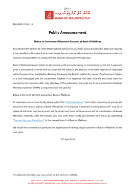 Public Announcement