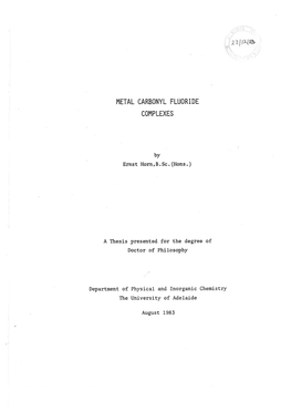 Metal Carbonyl Fluoride Complexes L76