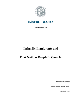 Icelandic Immigrants and First Nations People in Canada