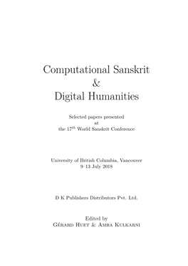 Computational Sanskrit & Digital Humanities