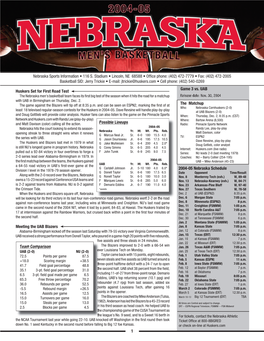 1 Huskers Set for First Road Test Meeting the UAB Blazers The