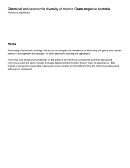 Chemical and Taxonomic Diversity of Marine Gram-Negative Bacteria Nicholas Lorig-Roach