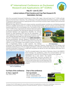 June 02, 2021 Leibniz Institute of Plant Genetics and Crop Plant Research IPK Gatersleben, Germany Co-Chair of The