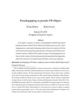 Pseudogapping As Pseudo-VP Ellipsis