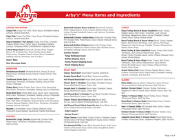 Arby's® Menu Items and Ingredients