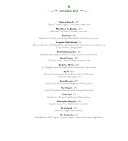 Cocktail List