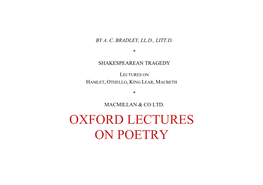 The Project Gutenberg Ebook of Oxford Lectures on Poetry by A. C