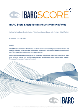 BARC Score Enterprise BI and Analytics Platforms