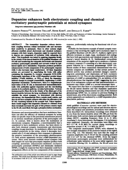 Dopamine Enhances Both Electrotonic Coupling and Chemical Excitatory