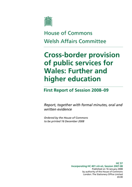 Cross-Border Provision of Public Services for Wales: Further and Higher Education