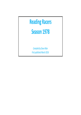 Reading Racers Season 1978