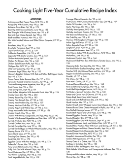 Cooking Light Five-Year Cumulative Recipe Index