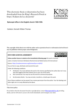 This Electronic Thesis Or Dissertation Has Been Downloaded from the King’S Research Portal At