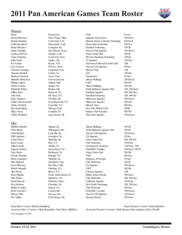 2011 Pan American Games Team Roster