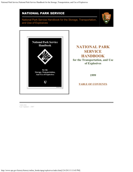 National Park Service:National Park Service Handbook for the Storage, Transportation, and Use of Explosives