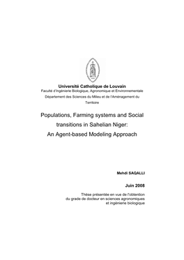 Populations, Farming Systems and Social Transitions in Sahelian Niger: an Agent-Based Modeling Approach